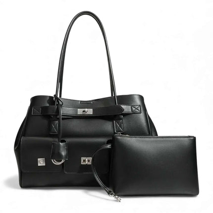 Women's Black Leather Tote Bag