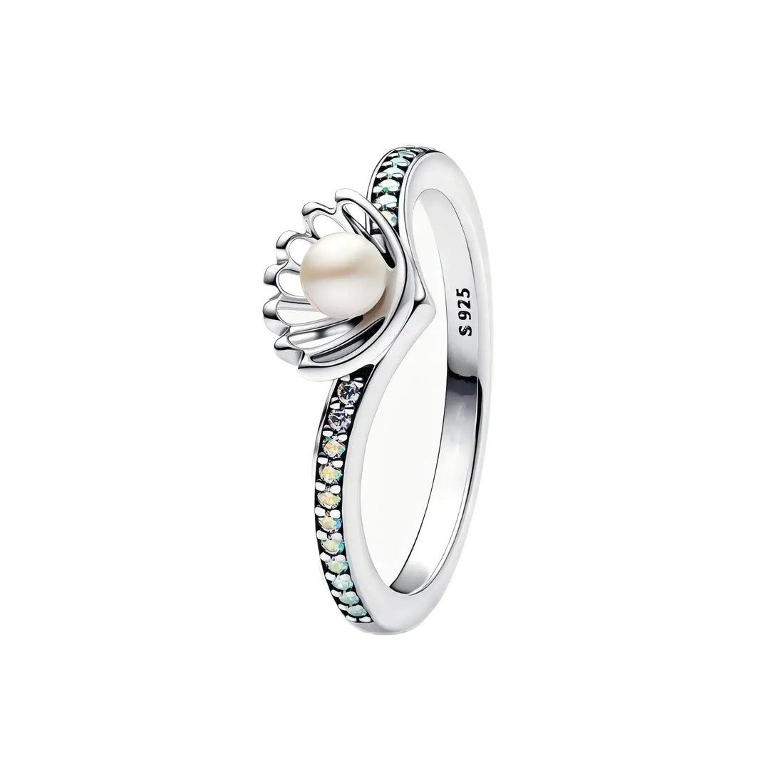 New Princess Ring Series Sterling Silver with crown design and pearl, refined contemporary jewelry.