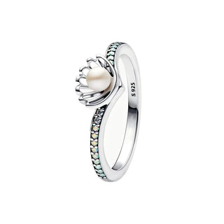 New Princess Ring Series Sterling Silver with crown design and pearl, refined contemporary jewelry.