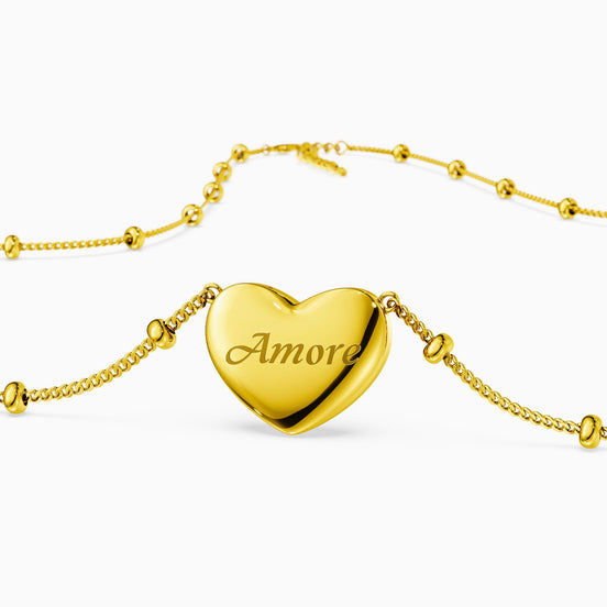 Heart-Shaped Love Necklace with "Amore" Engraving