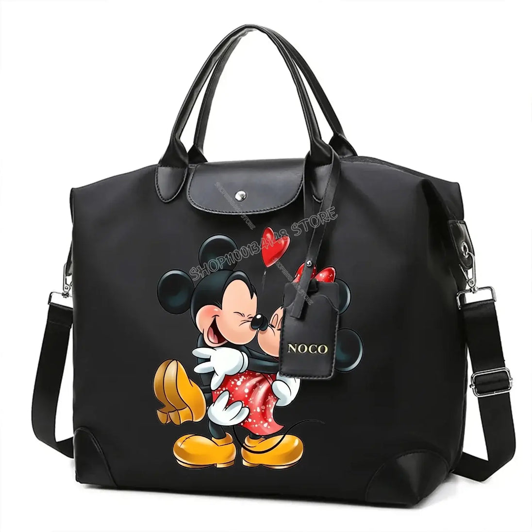 Disney Mickey Mouse Crossbody Bag featuring a cute design of Mickey and Minnie with bright colors.