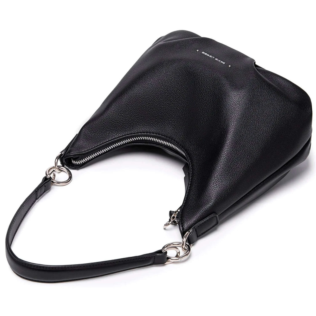 Black luxury crossbody bag for women, casual shoulder satchel with zipper closure and soft PU material.