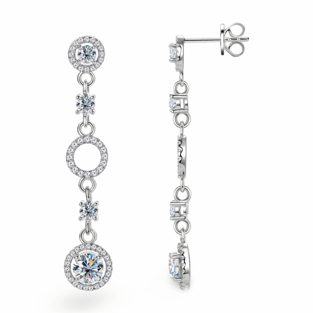 Moissanite Drop Earrings 925 Sterling Silver