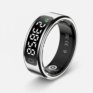 Smart Ring with LED display, sleek design, waterproof, perfect for sports and fitness tracking.