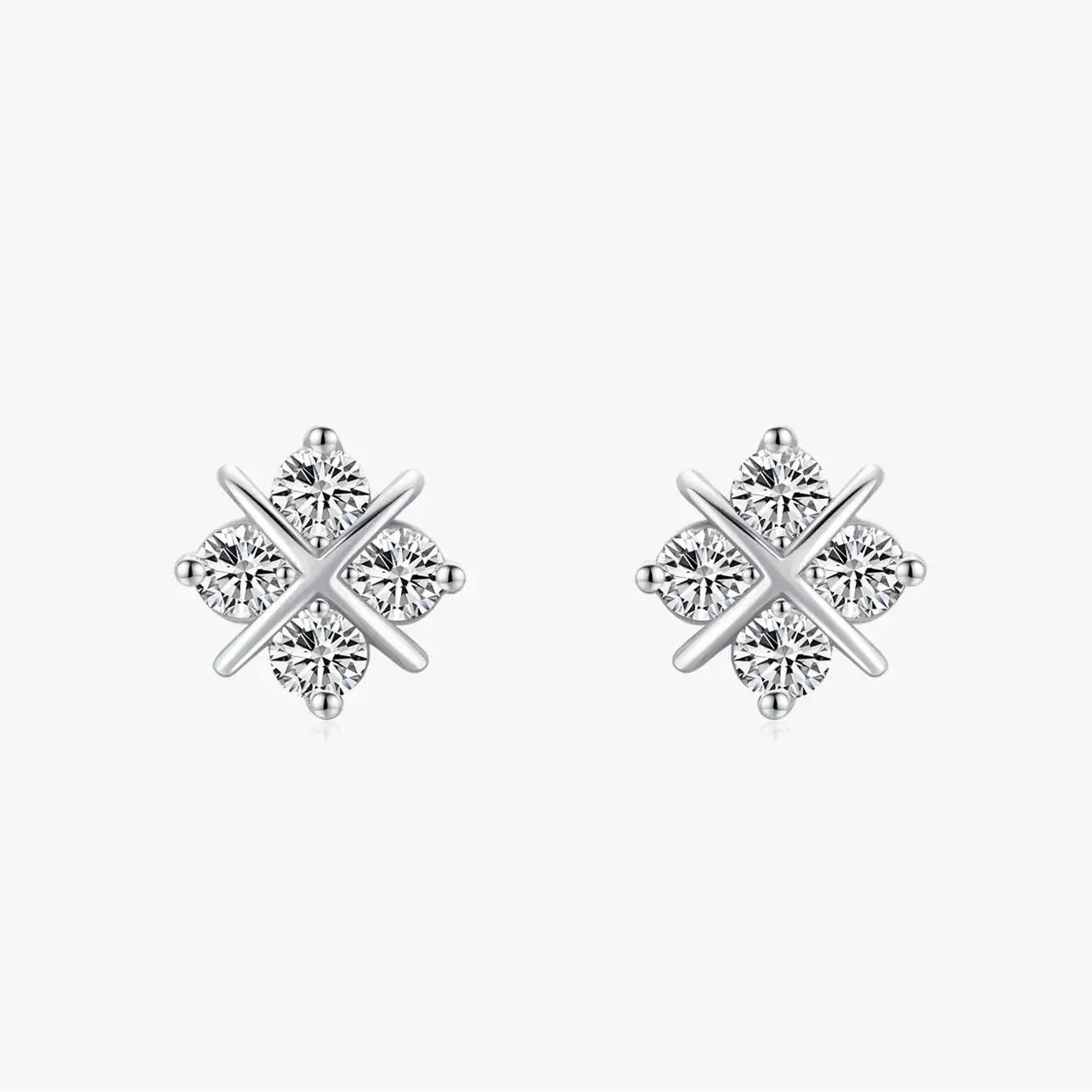 Snowflake Zircon Stud Earrings 925 Sterling Silver with sparkling zircon stones on a lightweight design.