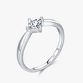 Square Moissanite Ring in 925 Sterling Silver with classic square-cut stone in a prong setting.