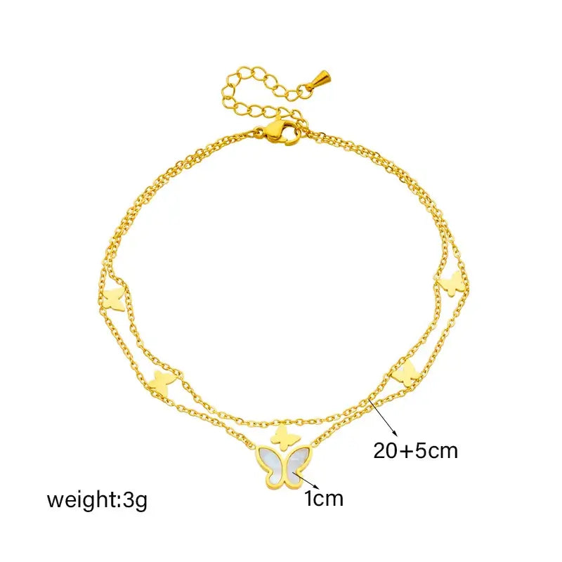 Stainless Steel Butterfly Anklet for Women