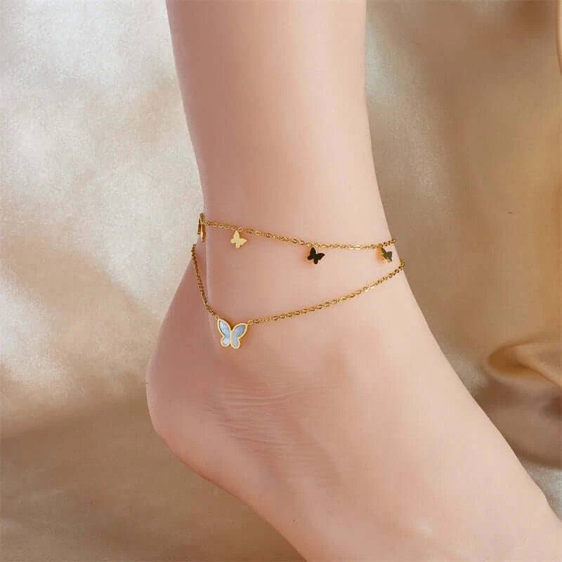 Stainless Steel Butterfly Anklet for Women