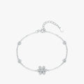 Plant Chain Bracelet 925 Sterling Silver with zircon flower design and adjustable length.