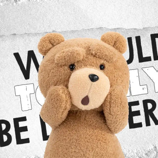 TED 2 POP MART collectible plush bear, tan color, perfect for collectors and fans.