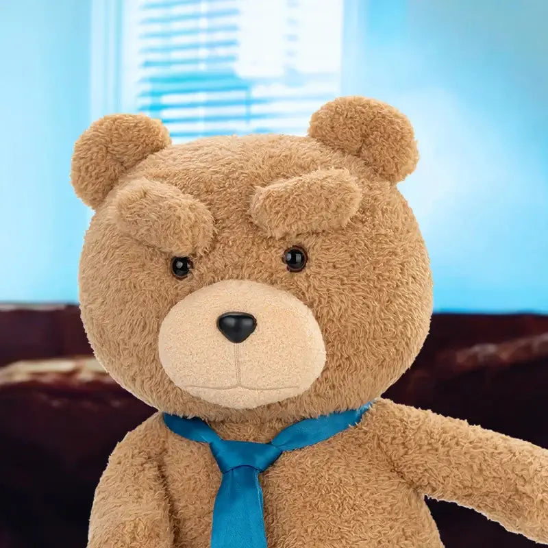TED 2 POP MART collectible model, brown teddy bear with tie, perfect for collectors and fans.