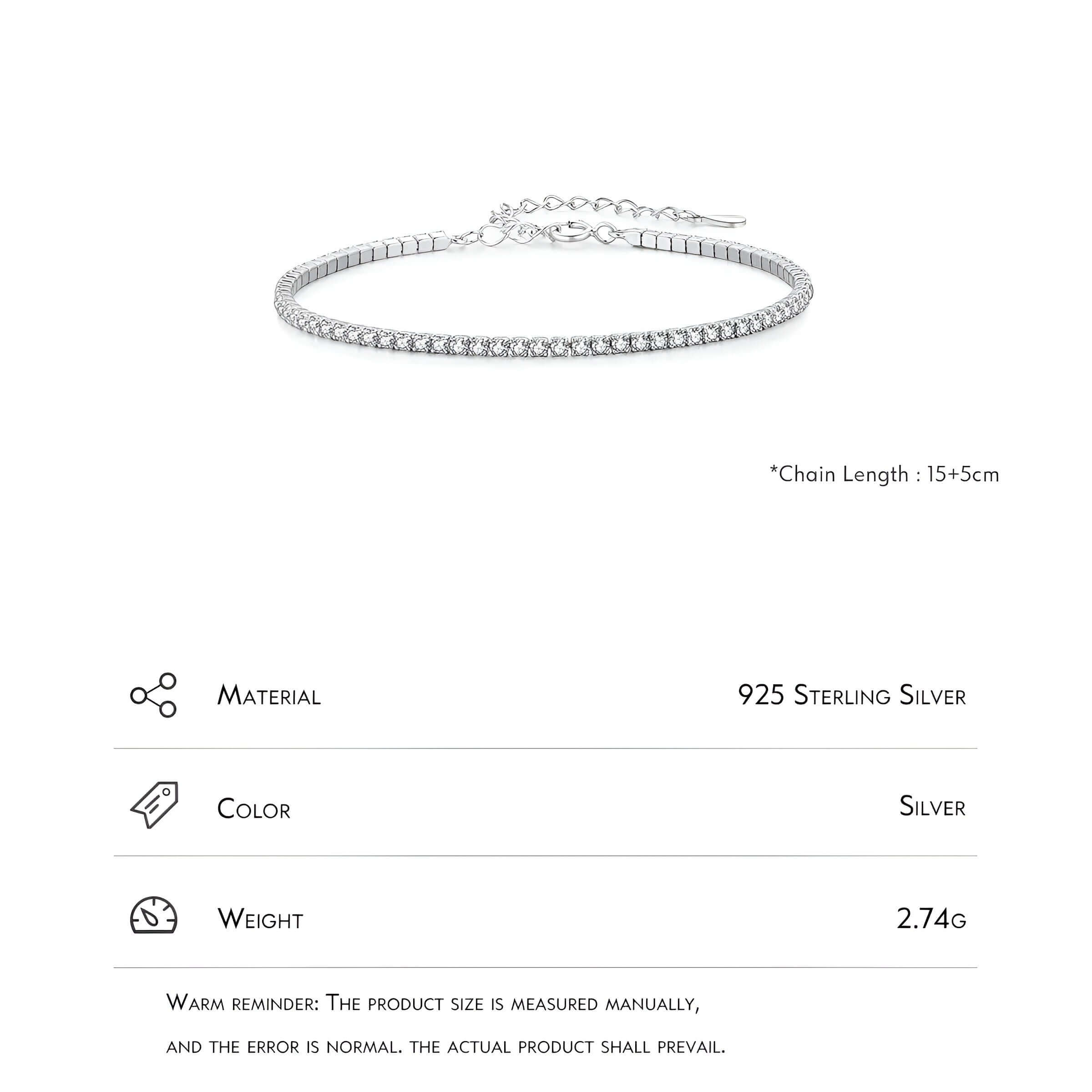 Tennis Bracelet 925 Sterling Silver