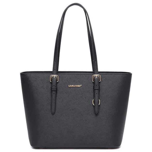 Tote Bag with Adjustable Shoulder Straps in black color, featuring a zipper closure and stylish design.