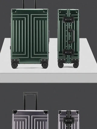 Travel Suitcase Green Aluminum Carry-On Luggage with spinner wheels and secure lock system