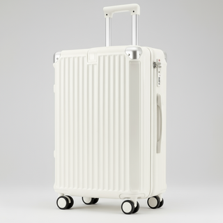 Travel suitcase carry-on luggage in white with secure lock system and 360° spinner wheels model 8088