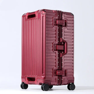 Suitcases Rolling Luggage with Spinner Wheels in a sleek burgundy design, featuring an aluminum frame and durable polycarbonate.