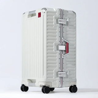 Suitcases Rolling Luggage with Spinner Wheels in sleek white design, featuring durable aluminum frame and smooth-gliding wheels.