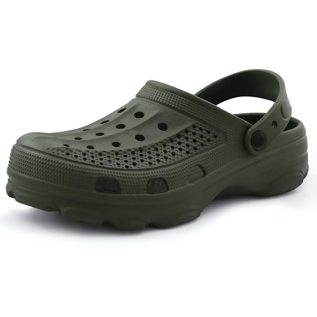 Comfortable and slip-resistant Crocs slip-on slide in dark green EVA material for men and women.