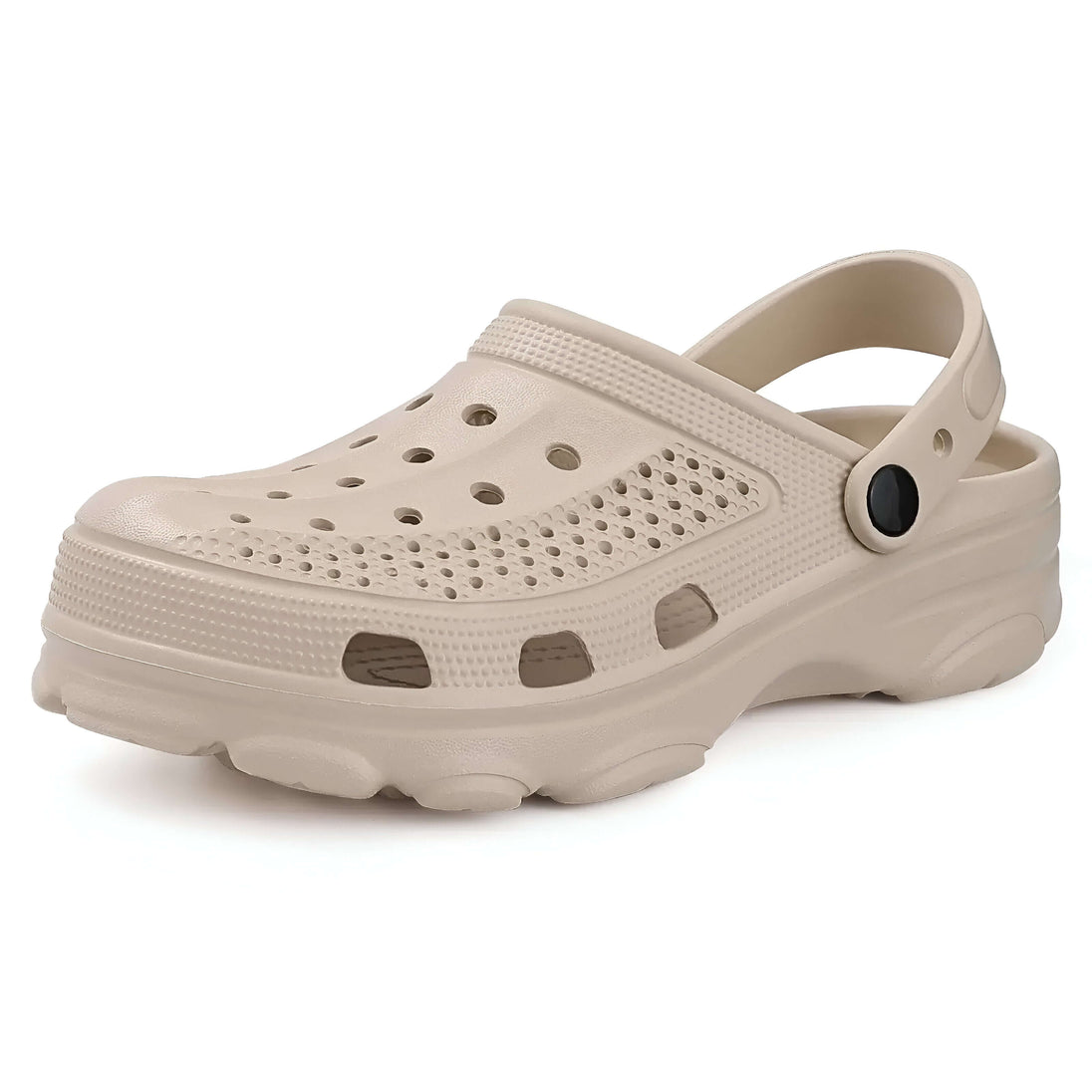 Crocs Slip-Resistant Slides EVA in beige color with ventilated upper and buckle strap for comfort and fit.