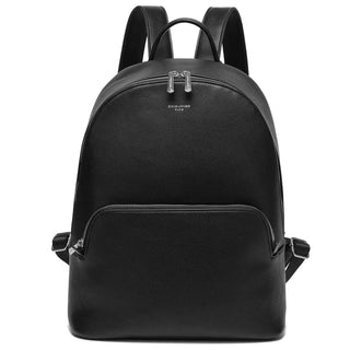 Vintage black backpack for women, soft faux leather, stylish design, zipper closure, criss-cross decoration.