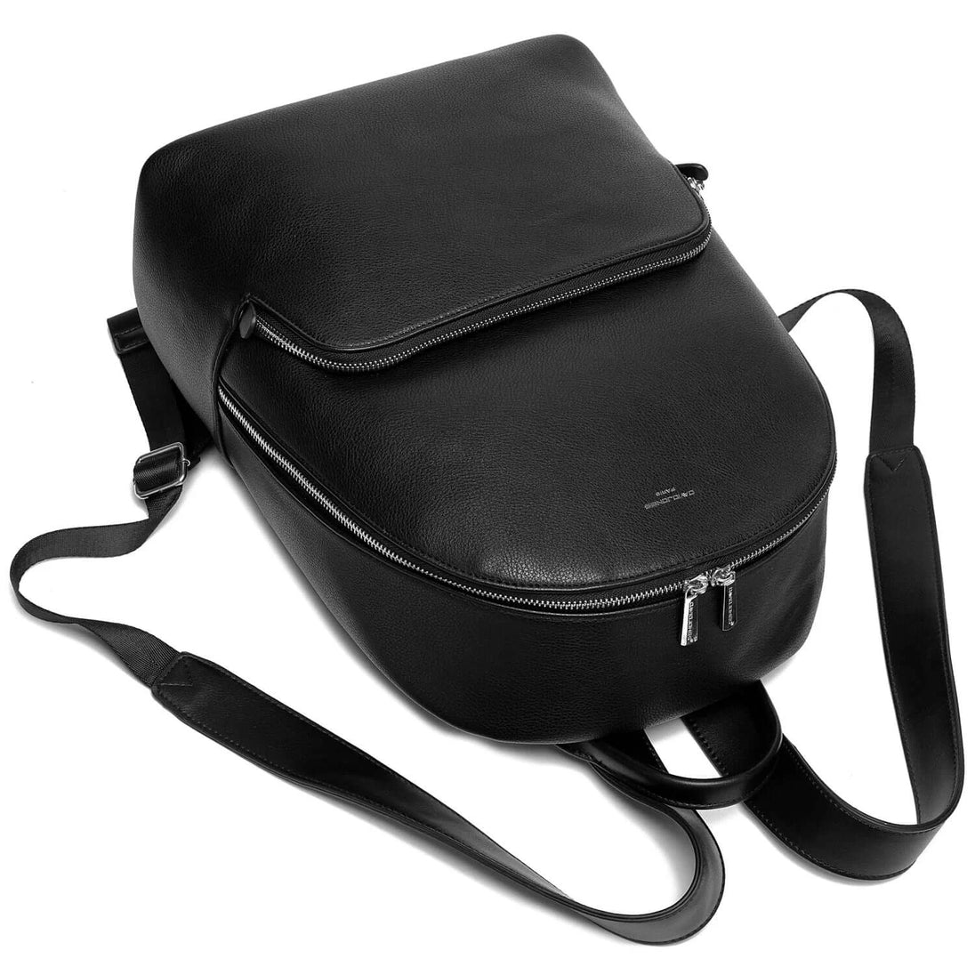 Vintage Black Backpack for Women, Soft Faux Leather with Zipper Closure and Arcuate Shoulder Straps.