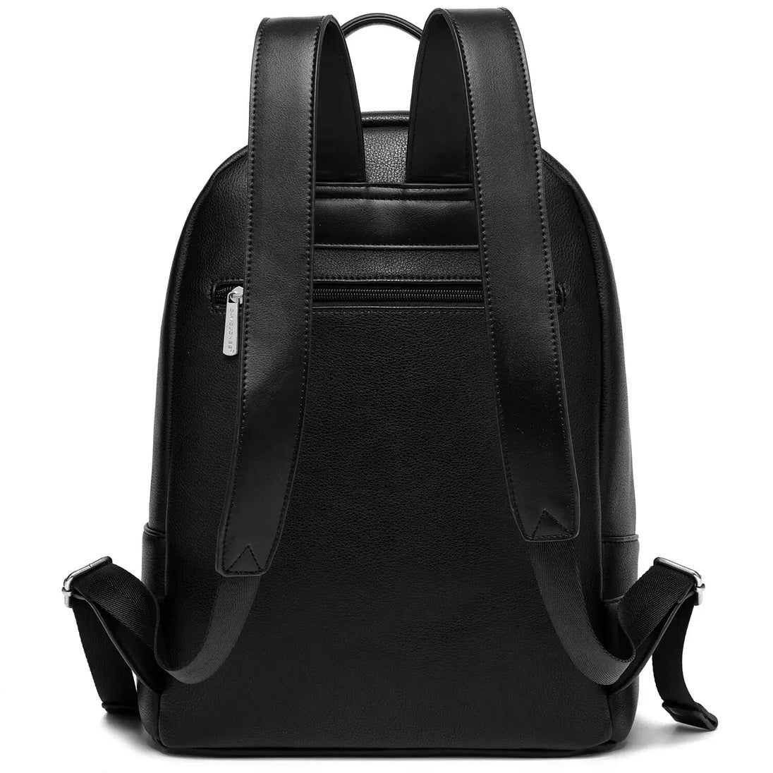 Vintage black faux leather backpack for women with softback design and arcuate shoulder straps.