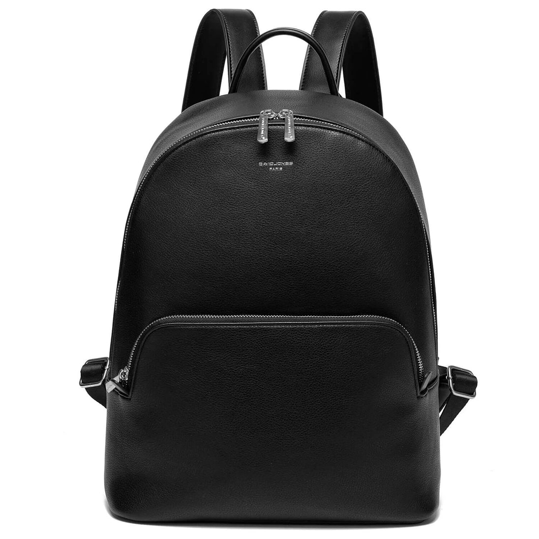 Vintage black soft faux leather backpack for women with zipper closure and criss-cross decoration.
