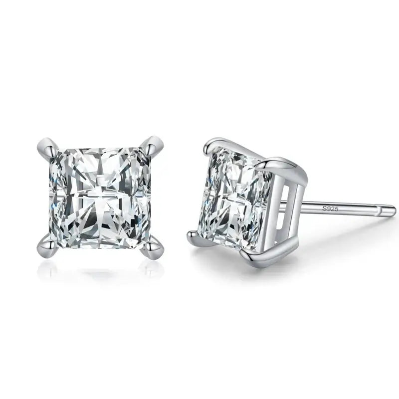 Water Drop Zircon Stud Earrings Set 925 Sterling Silver with sparkling zircon stones and elegant design.