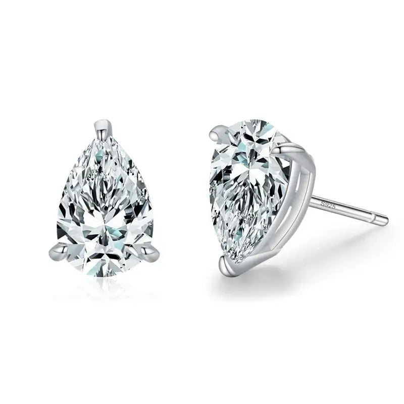 Water Drop Zircon Stud Earrings Set 925 Sterling Silver showcasing elegant zircon stones in a dangle-inspired design.