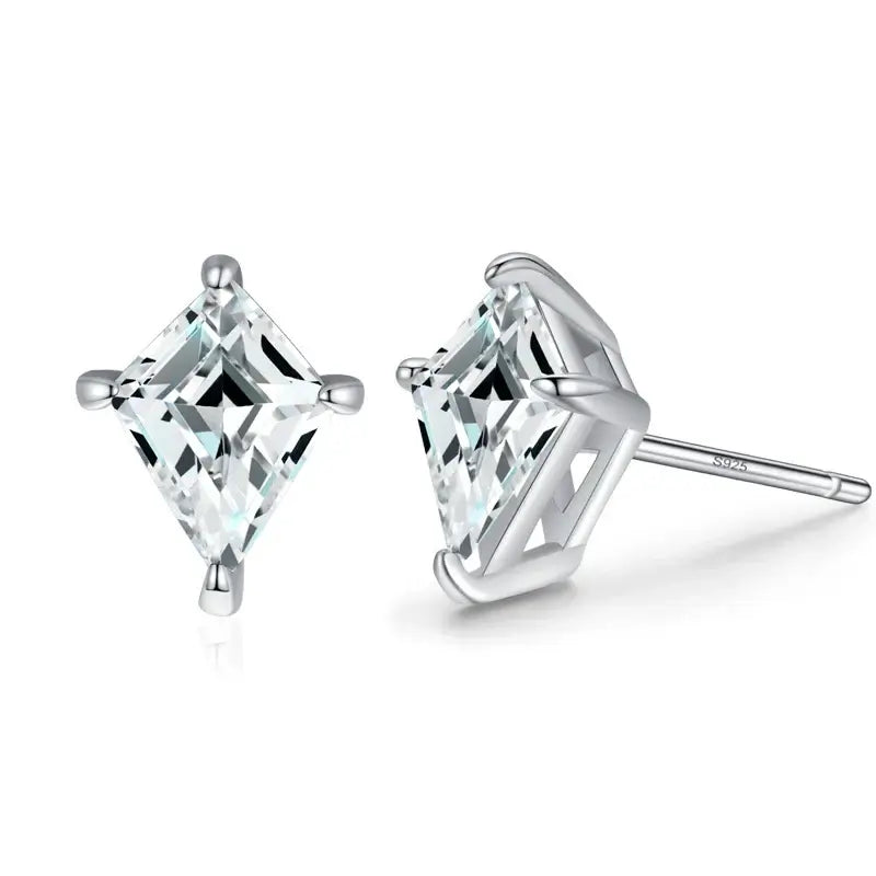 Water Drop Zircon Stud Earrings Set 925 Sterling Silver, elegant design with sparkling zircon stones.