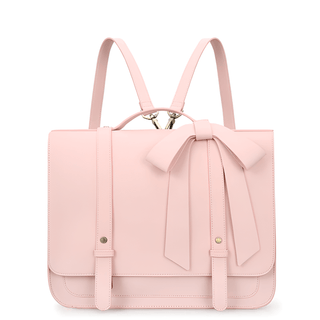 Shoulder Bag Multi-Function Patent Leather Pink with Bow Decoration and Vintage Gold-tone Hardware