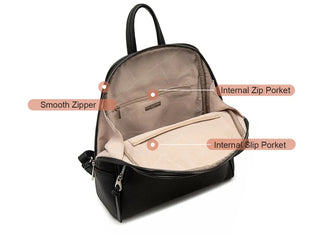 Fashion women's vintage style shoulder bag showing internal zip and slip pockets with smooth zipper details.