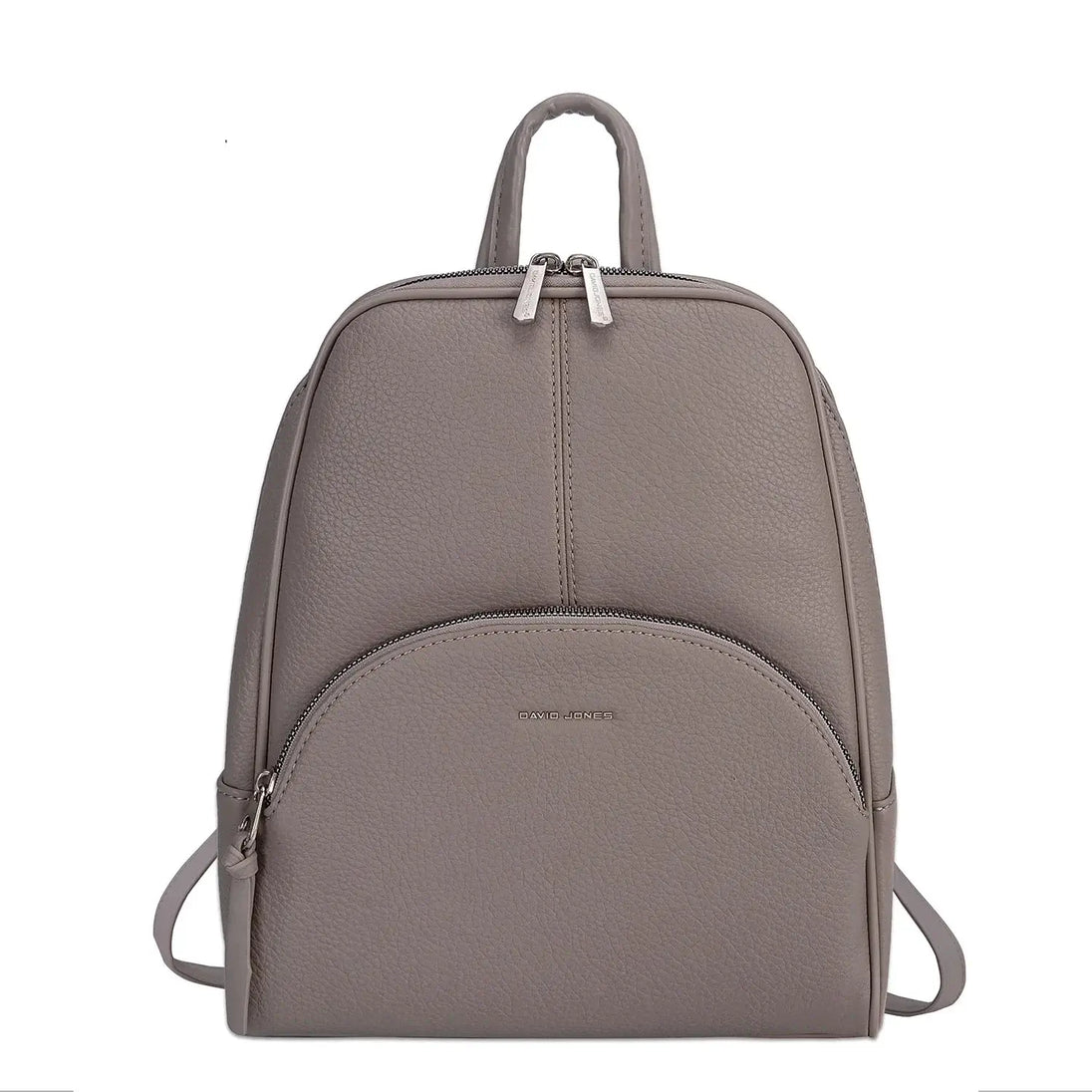 Fashion women's vintage style backpack in grey with softback design, featuring zip closure and minimalist solid pattern.