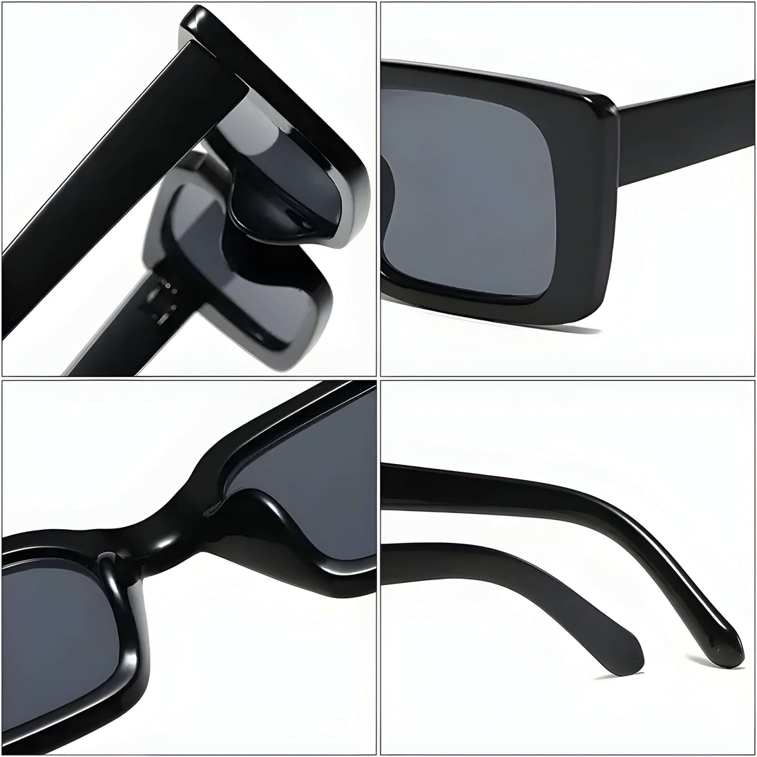 Women's black square sunglasses featuring a stylish rectangle frame and gradient lens for UV protection.