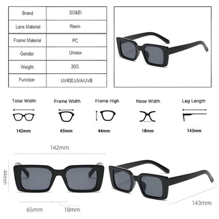 Women's black square sunglasses with UV400 protection, stylish polycarbonate frame, ideal for outdoor activities.