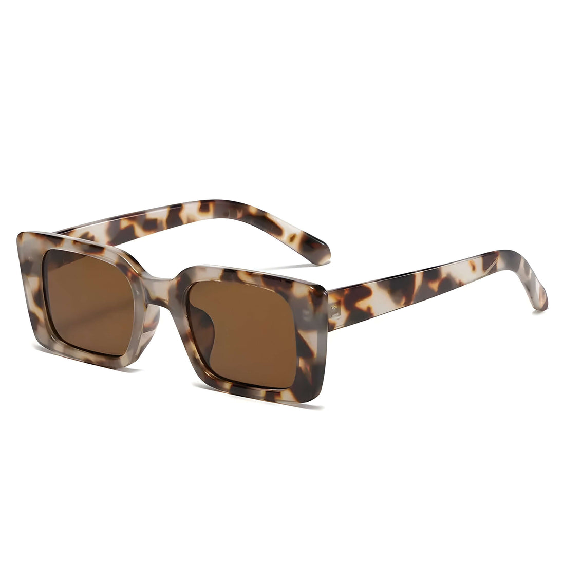 Tortoiseshell square sunglasses with brown lenses, perfect for outdoor and fashion use.