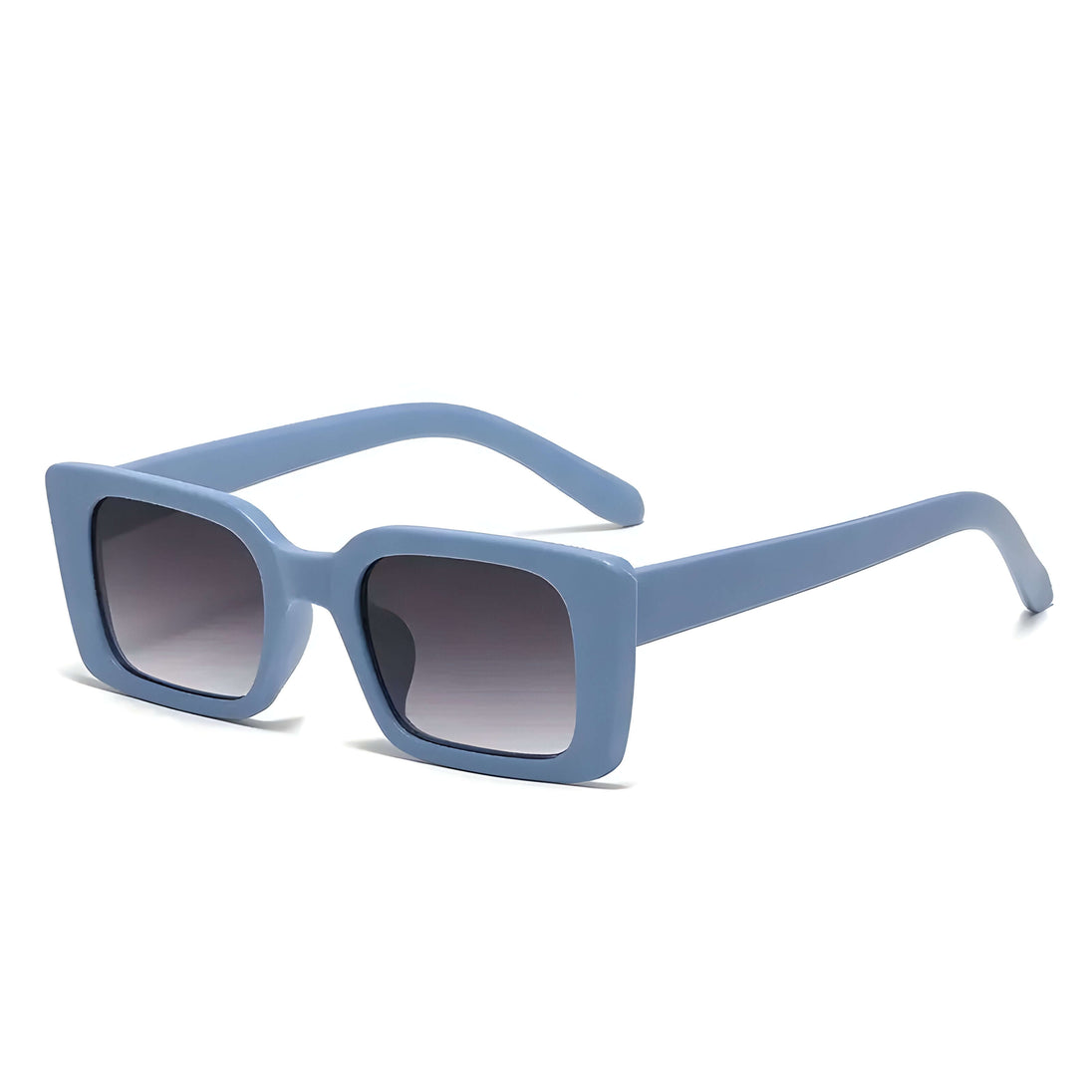Blue square sunglasses with gradient lenses, perfect for summer outings and UV protection.
