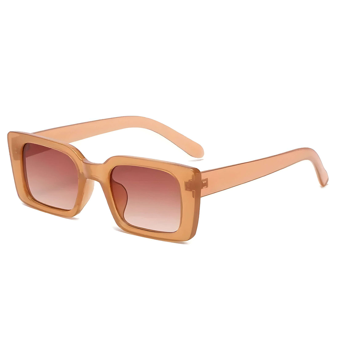 Women's pink square sunglasses with gradient tint, UV400 protection, stylish and trendy for outdoor activities.