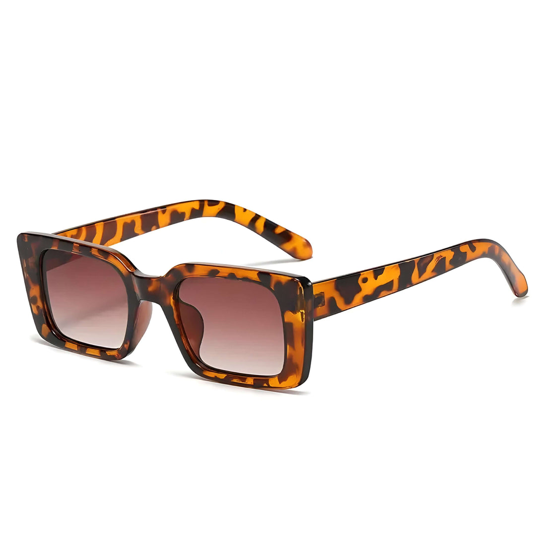 Tortoise shell square sunglasses, fashionable eyewear with gradient tint, perfect for outdoor activities and stylish looks.