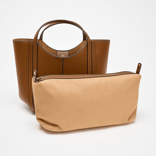 Handbag leather, brown color - Soft PU leather casual tote bag with interior pocket for essentials.
