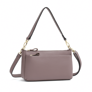 Classic shoulder bag in soft mauve leather, stylish and practical for everyday use.