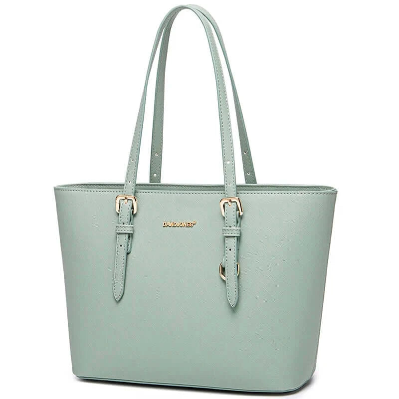 Women’s Tote Bag in Mint Green Faux Leather with Adjustable Handles, Casual Style and Versatile for Everyday Use.