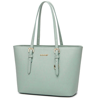 Women’s Tote Bag in Mint Green Faux Leather with Adjustable Handles, Casual Style and Versatile for Everyday Use.