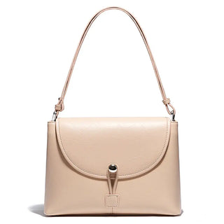 Leather crossbody bag in beige, handmade with 100% genuine leather, stylish and practical for everyday use.
