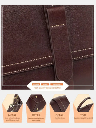 Elegant black crossbody bag, handmade genuine leather, with rivet accents and dual straps for versatile wear.