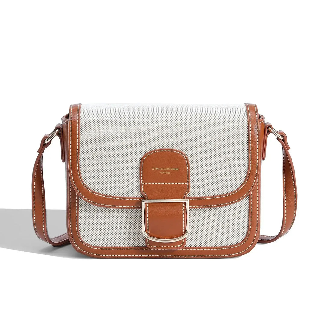 Women's crossbody shoulder bag in grey canvas and faux leather, stylish and versatile for everyday use.