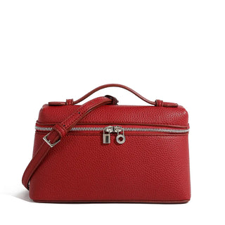Red PU leather crossbody bag with zipper closure and convenient strap for casual everyday style.