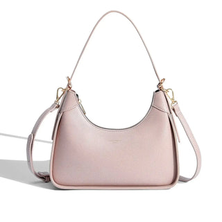 Women's Shoulder Bag in Light Pink Faux Leather, Soft PU, Versatile Hobos Style with Zipper Closure.