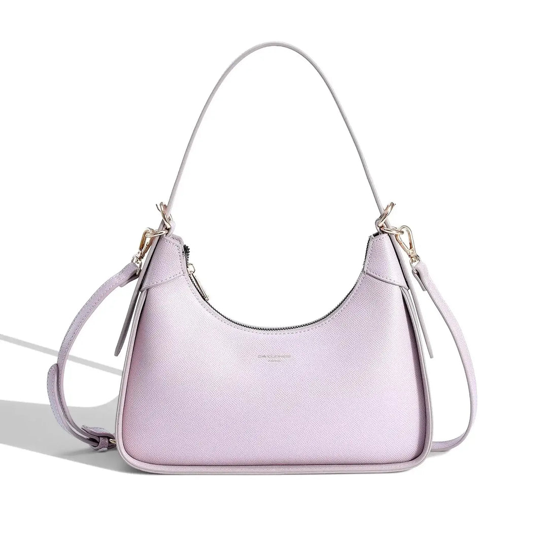 Women's Shoulder Bag in Light Purple Faux Leather, Fashion Hobo Bag with Zipper Closure and Soft Canvas Lining.