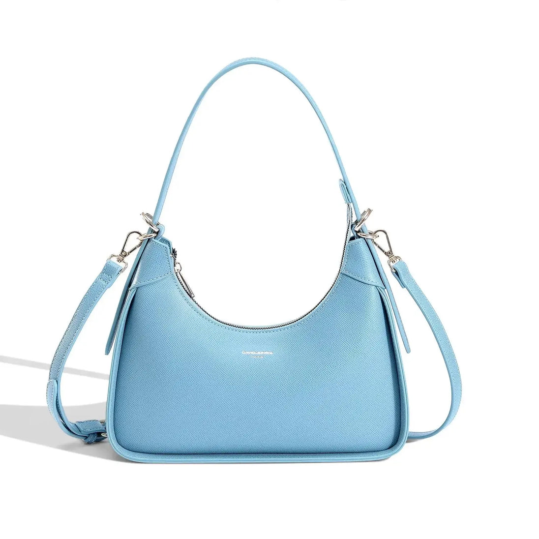 Light Blue Women's Shoulder Bag, Soft Faux Leather Hobo Style, Zipper Closure, Versatile Fashion Handbag